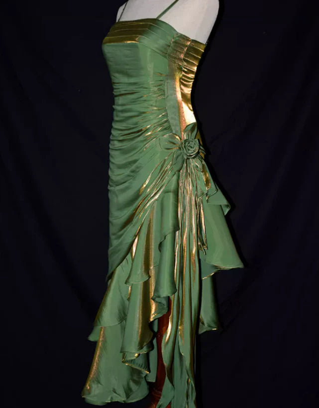 Charming Mermaid High Low Satin Straps Party Prom Dress