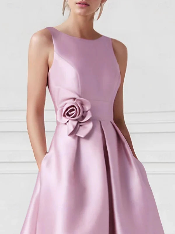 A-Line/Princess Boat Neck Sleeveless Floor-Length Prom Dresses