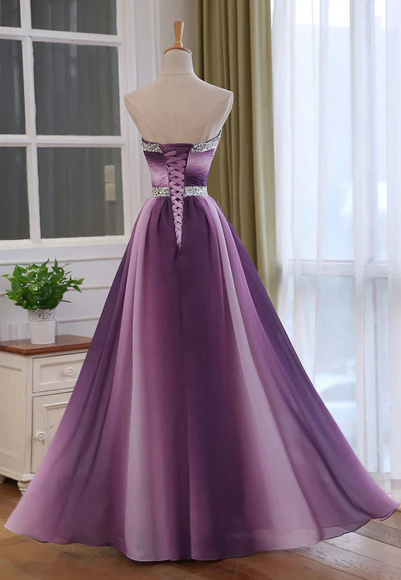 Gradient A-line Sweetheart Wedding Party Prom Dress