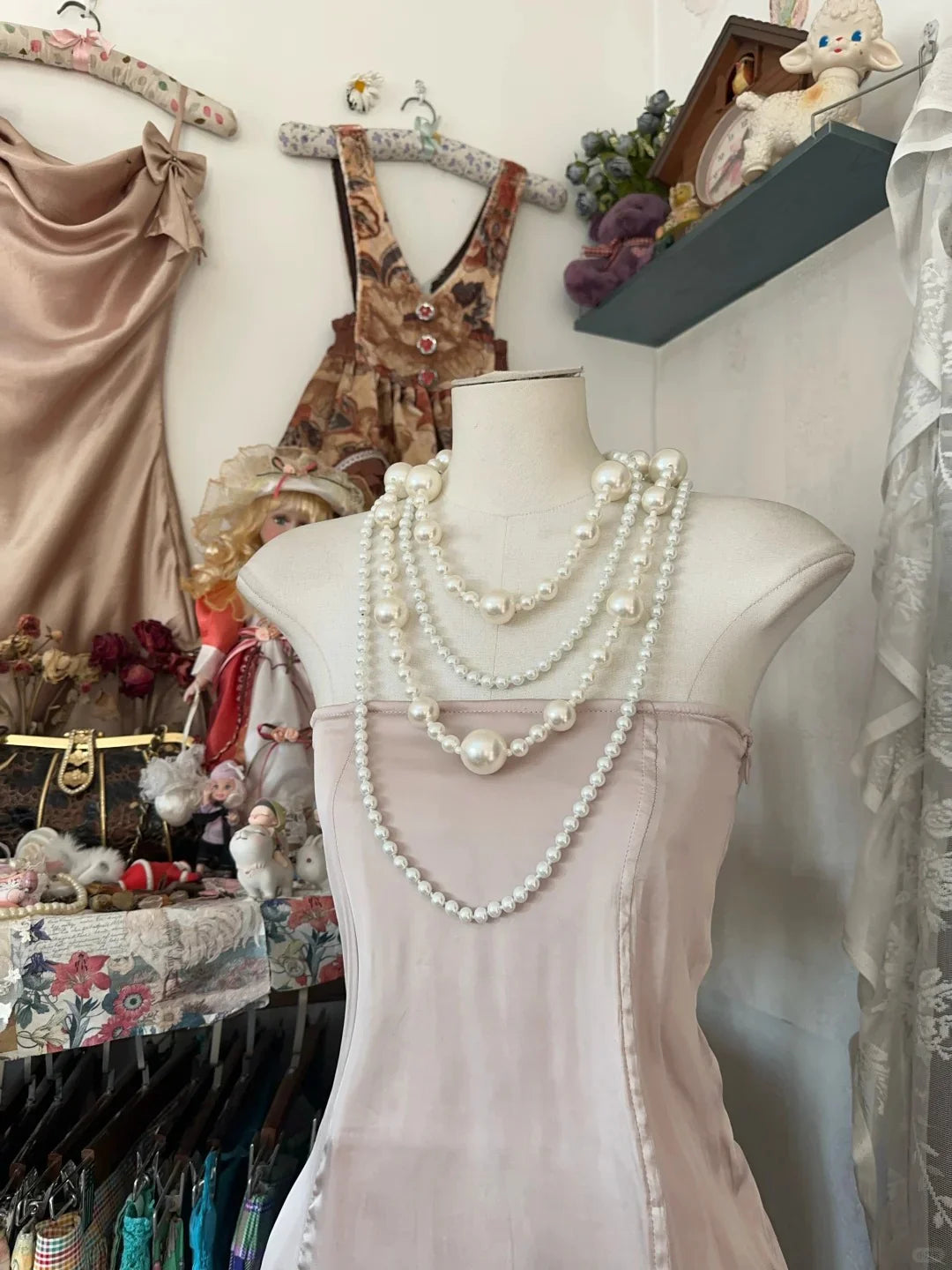 A-line Strapless Lace Up Light Pink Midi Prom Dress Evening Dress