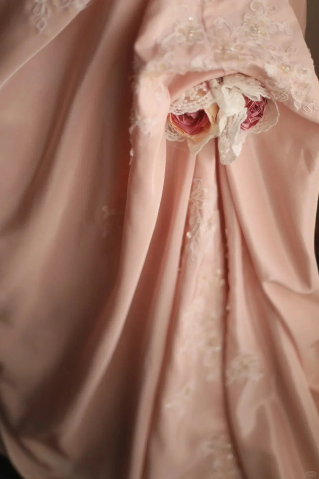 A Line Sleeveless Lace Applique Pink Long Prom Dress Princess Dress