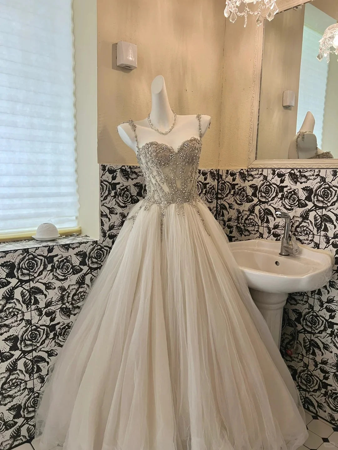 A Line Sweetheart Rhinestones Tulle Prom Dress Princess Dress For Ladies