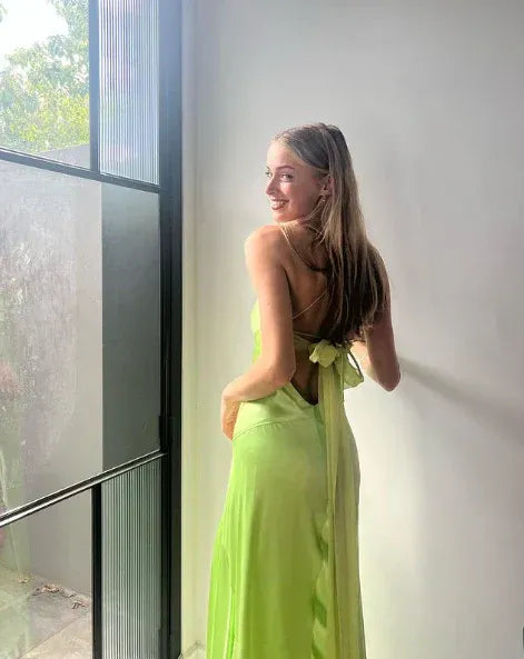 Alluring Sheath/Column Spaghetti Strap Sleeveless Satin Floor-Length Prom Dress