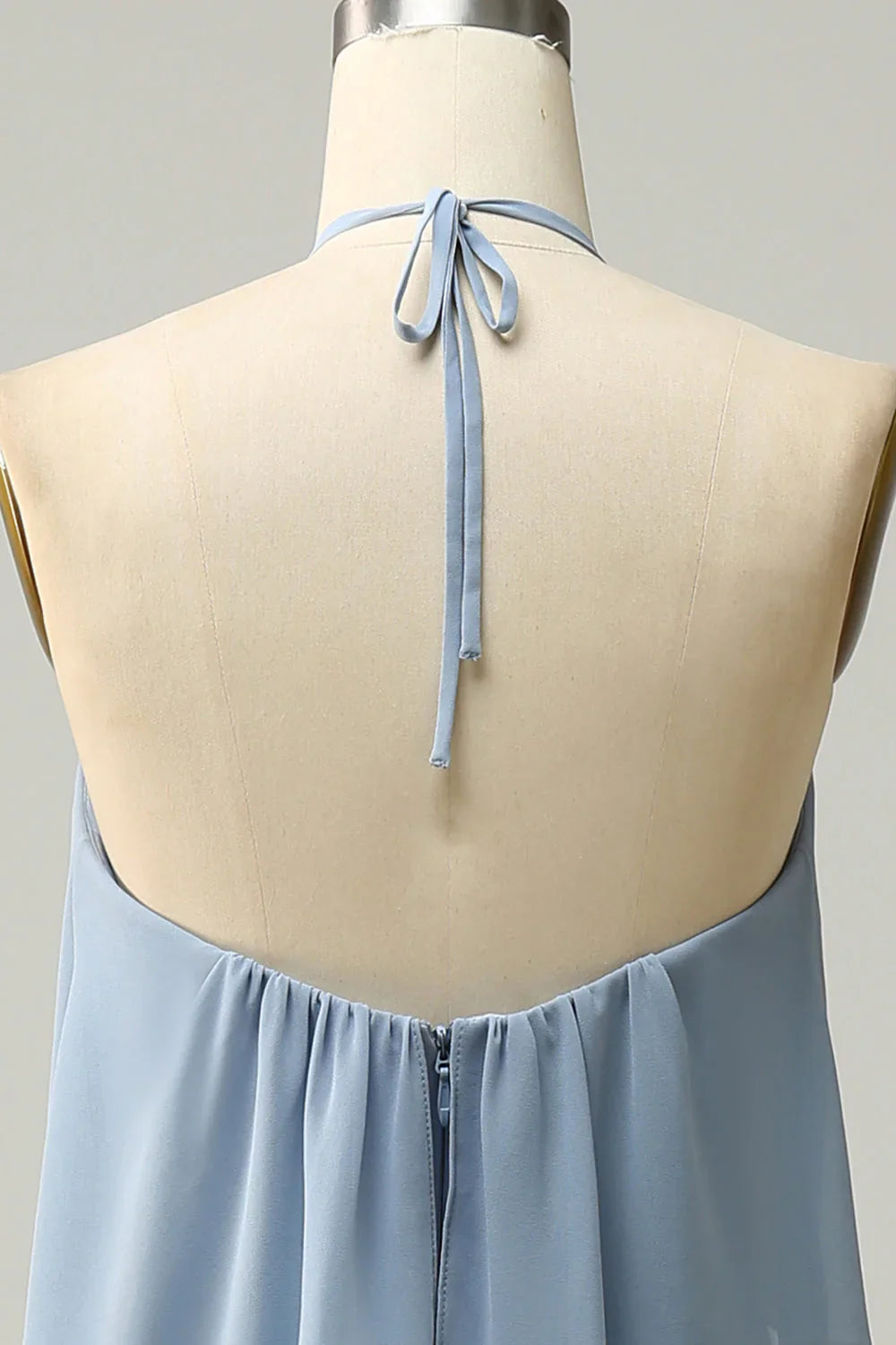 A Line Halter Neck Long Bridesmaid Dress