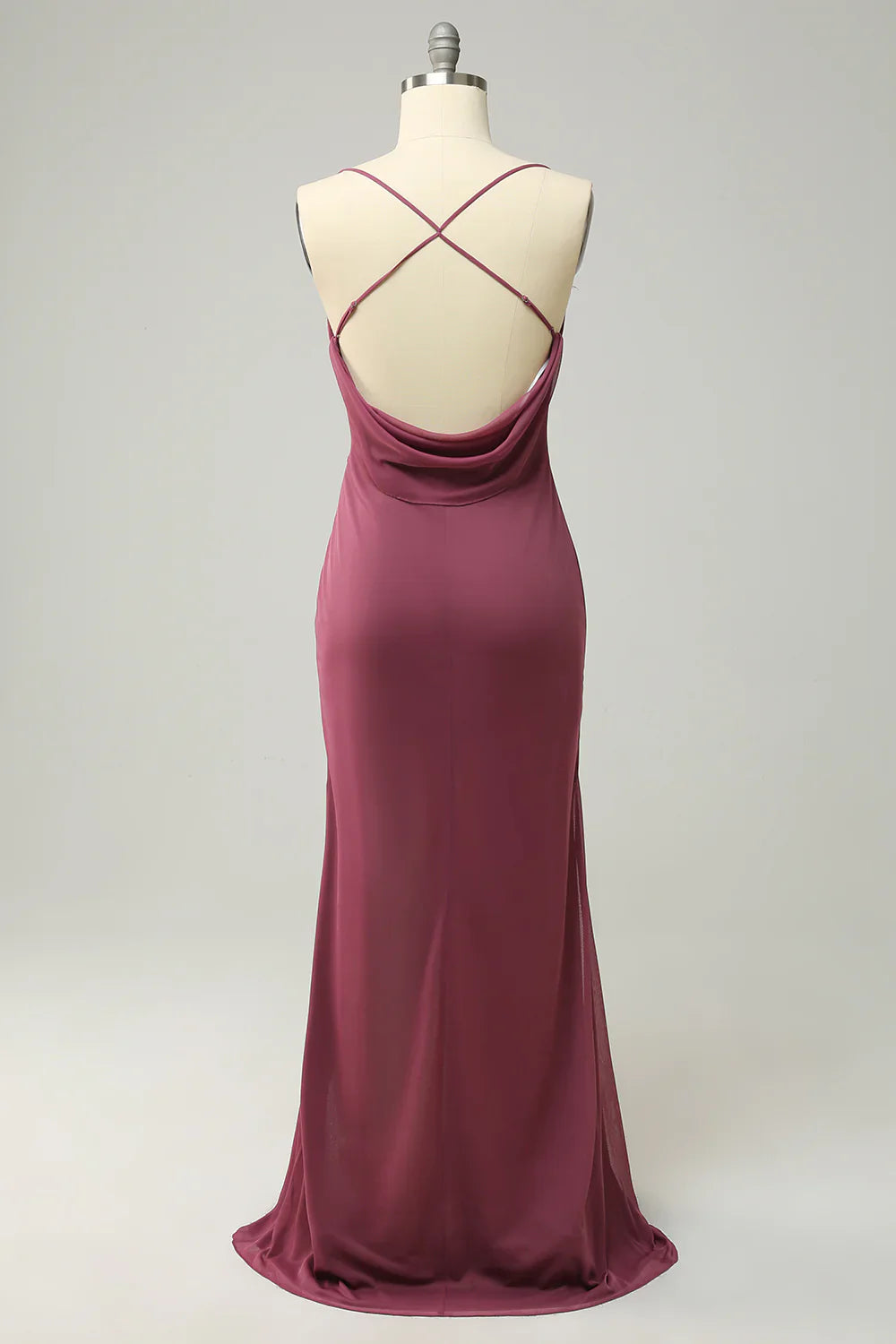 Spaghetti Straps Cross Back Plus Size Bridesmaid Dress
