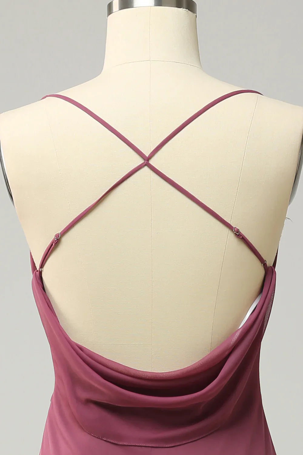 Spaghetti Straps Cross Back Plus Size Bridesmaid Dress