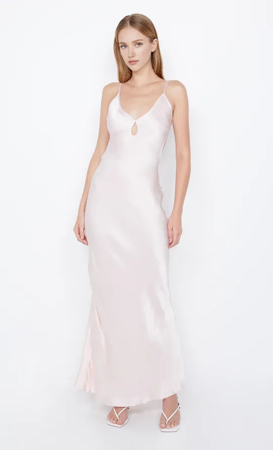 Xuewuba Dress Spaghetti Straps V Neck Sleeveless Evening Dress Pink Prom Dress Sheath Open Back Maxi Dress