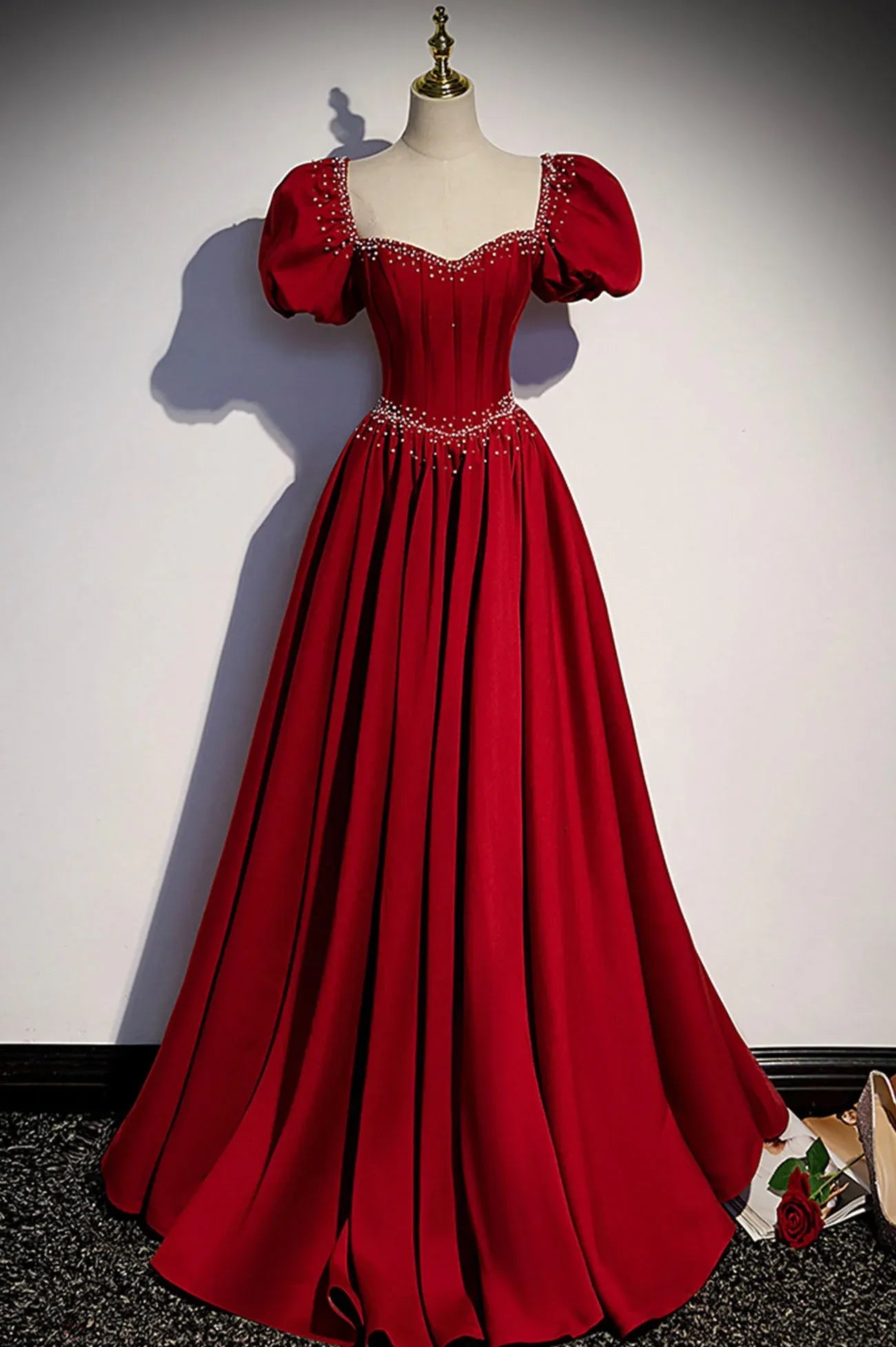 Beautiful A-Line Sweetheart Short Sleeve Lace Up Sweep/Brush Train Prom Dress