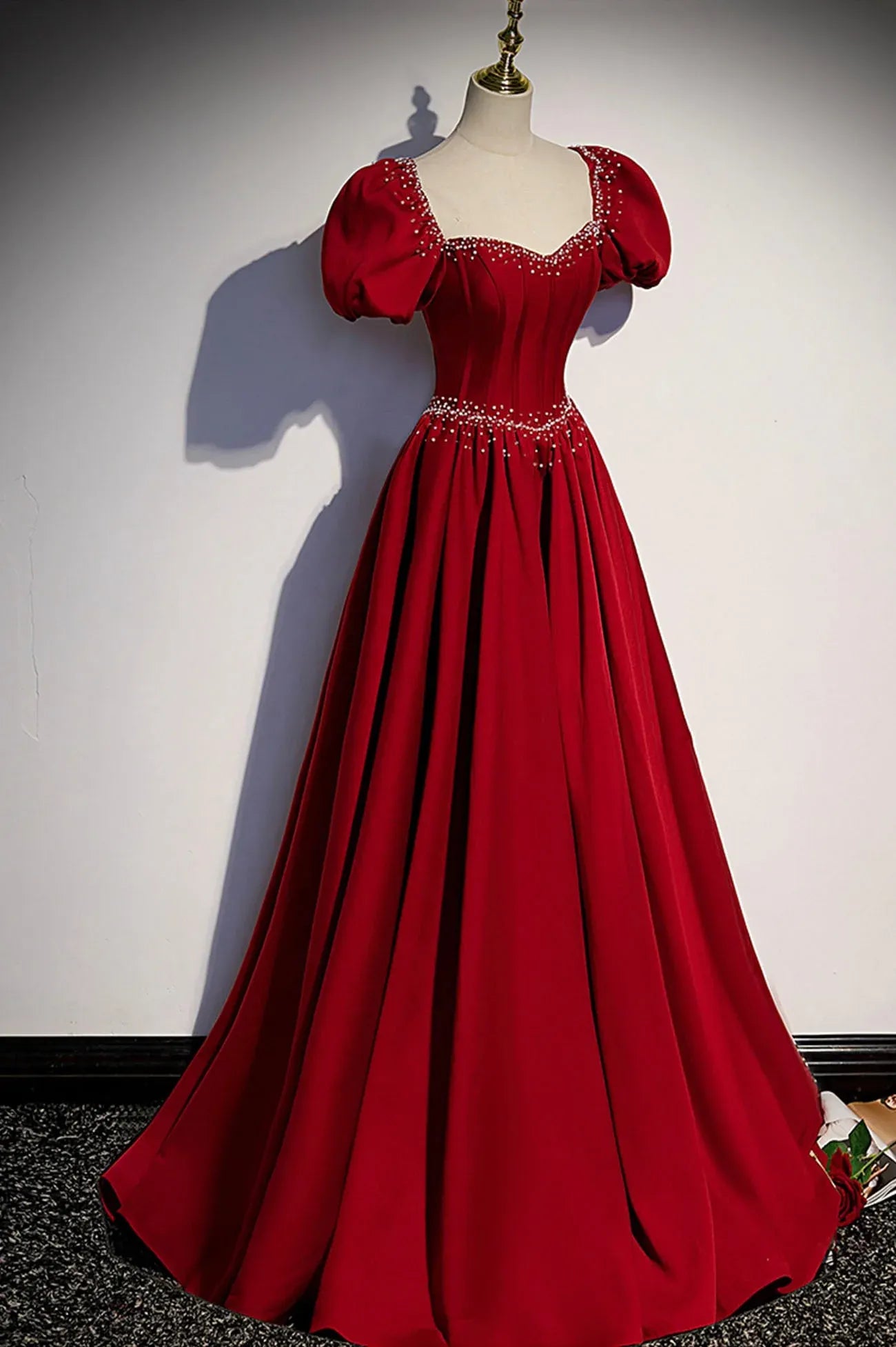 Beautiful A-Line Sweetheart Short Sleeve Lace Up Sweep/Brush Train Prom Dress