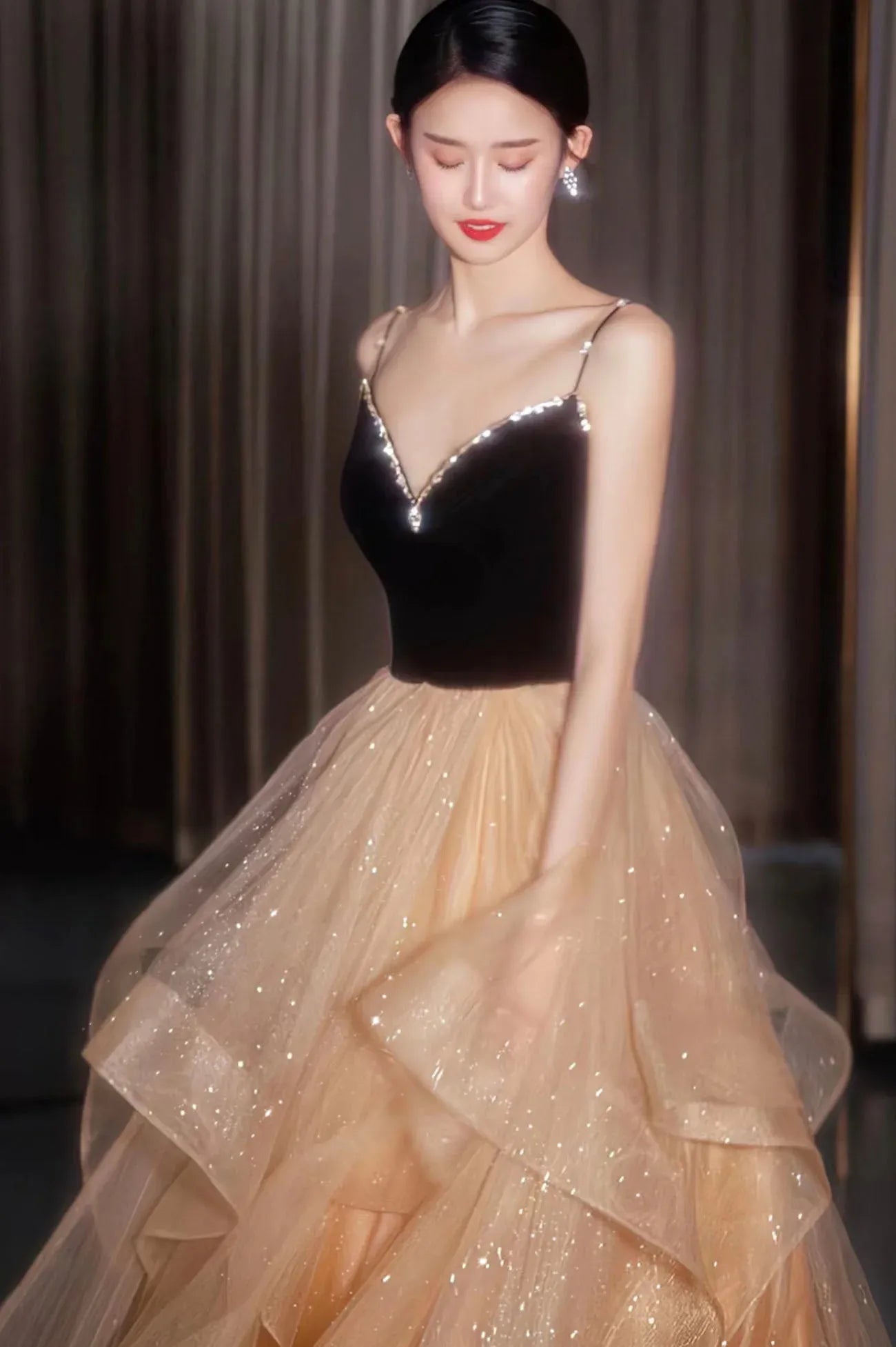 Beautiful A-Line V Neck Sleeveless V Back Floor-Length Prom Dress