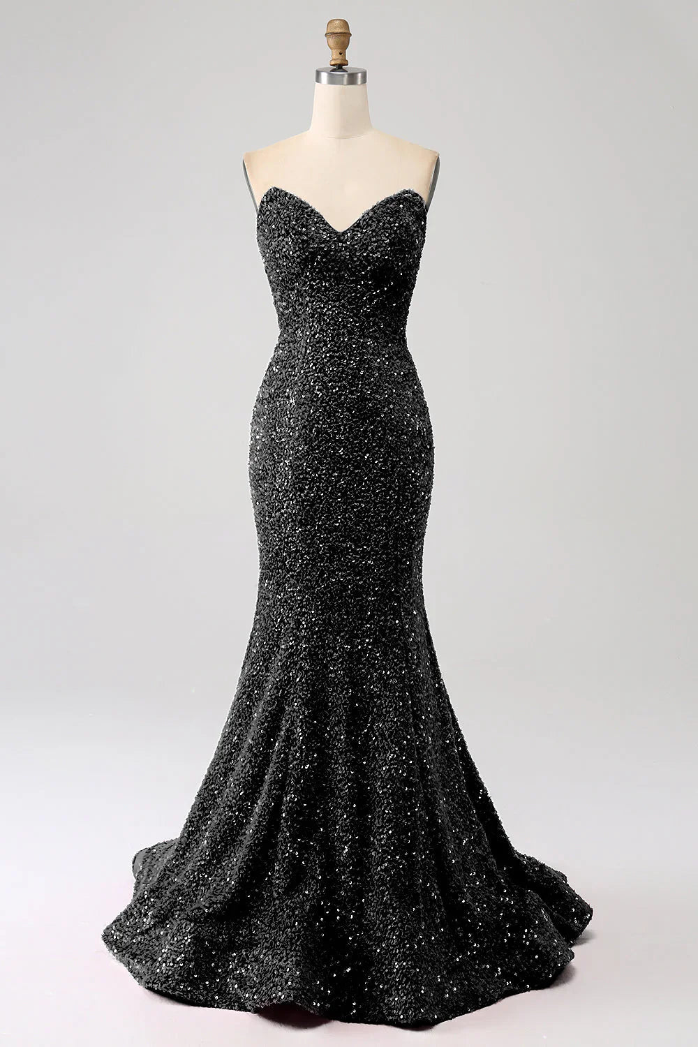 Sequins Mermaid Strapless Long Prom Dress