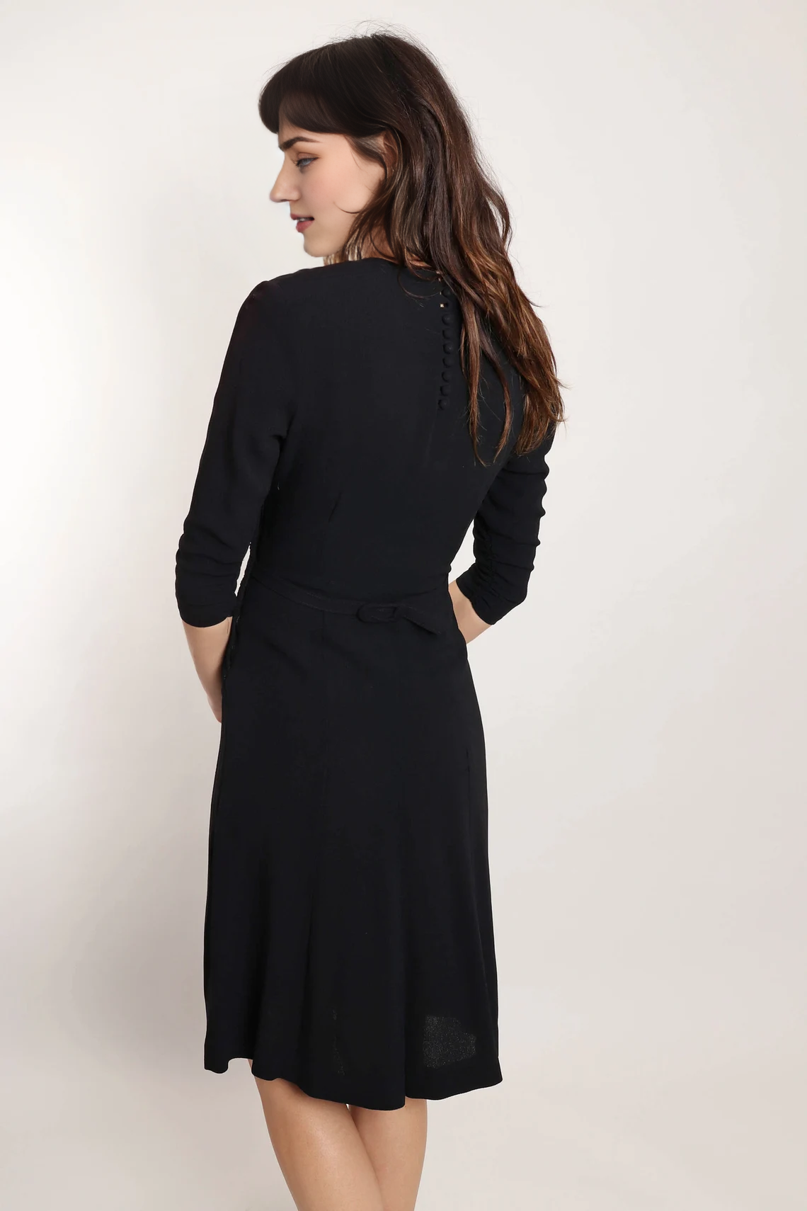 Black Sequined Dress Black Ruched Waist Dress Attached Belt Dress Cocktail Party Dress Prom Dress