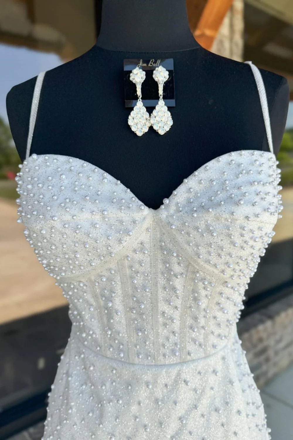 Bodycon Spaghetti Straps Corset White Short Homecoming Dress With Pearls