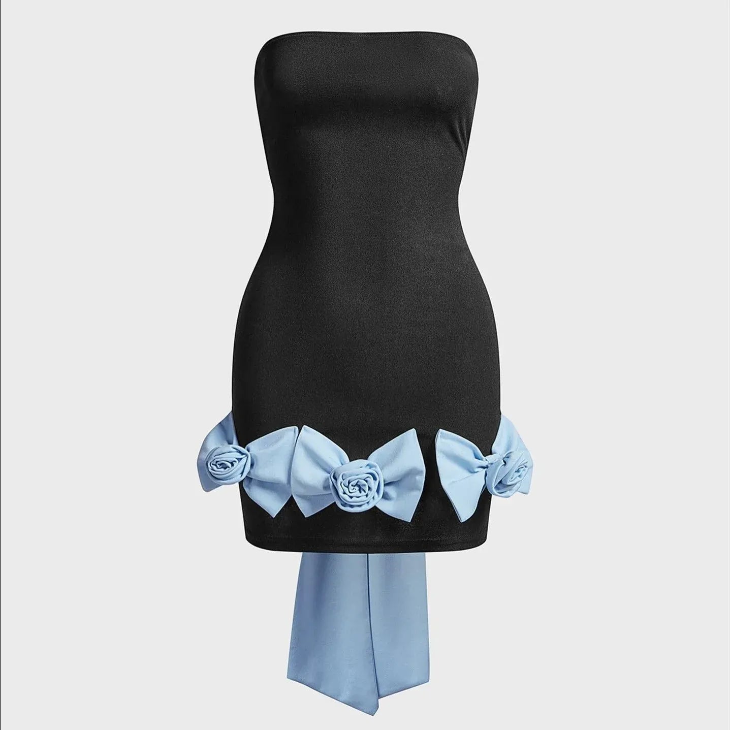 Bodycon Strapless Open Back Contrast-Bow Black Mini Homecoming Dress For Sale