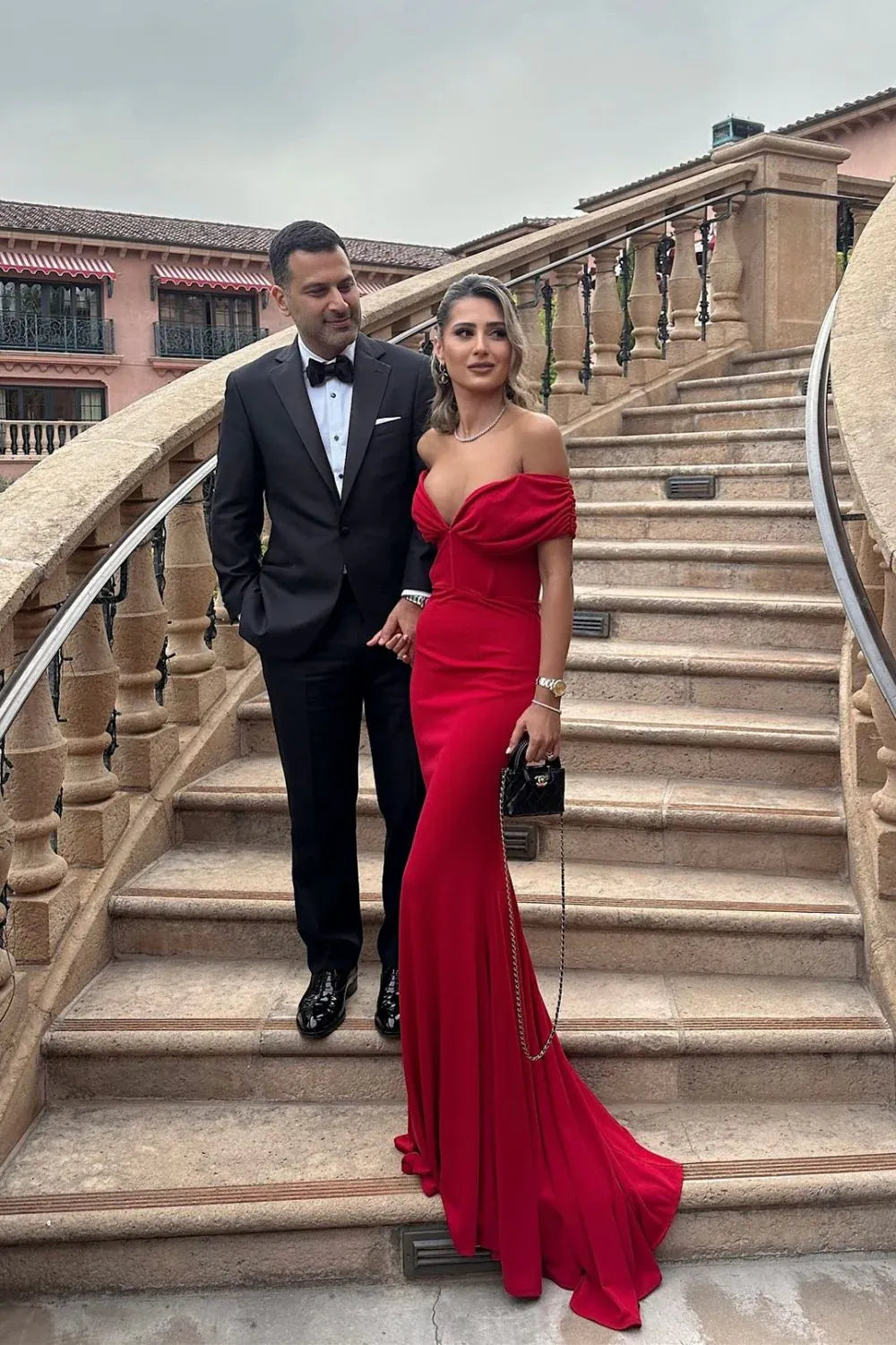 Bold Mermaid Off-the-Shoulder Sleeveless Ruched Satin Red Floor-Length Evening Dress For Women