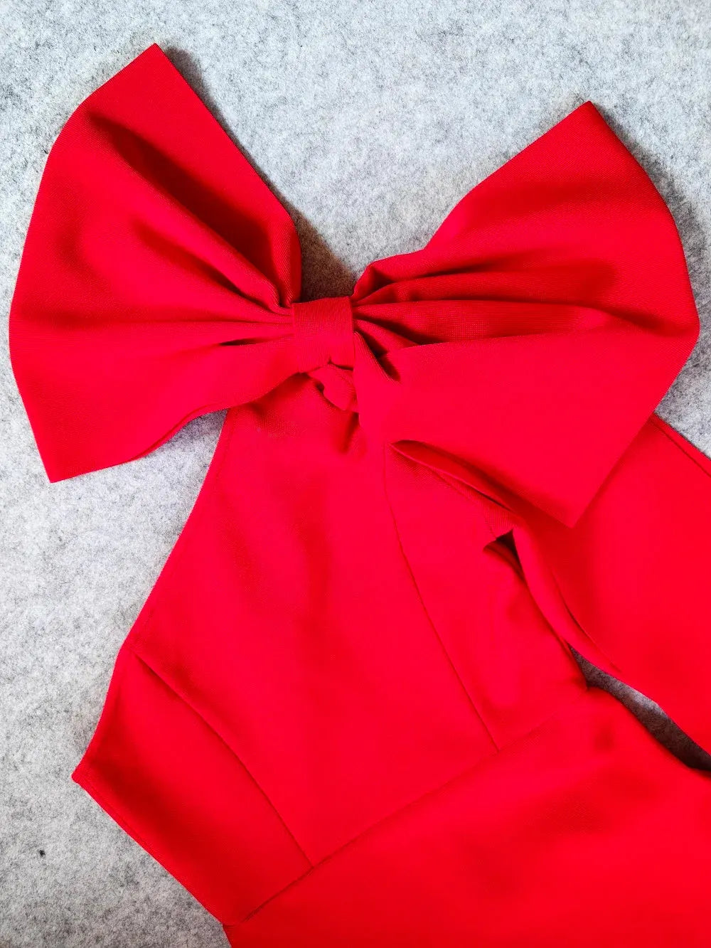 Bold Sheath One-Shoulder Long-Sleeve Bow-Accent Red Midi Prom Dress for Women For Sale