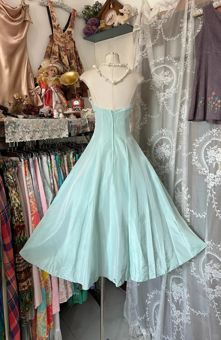 Charming A-line Strapless Lace Applique Mint Green Short Party Dress