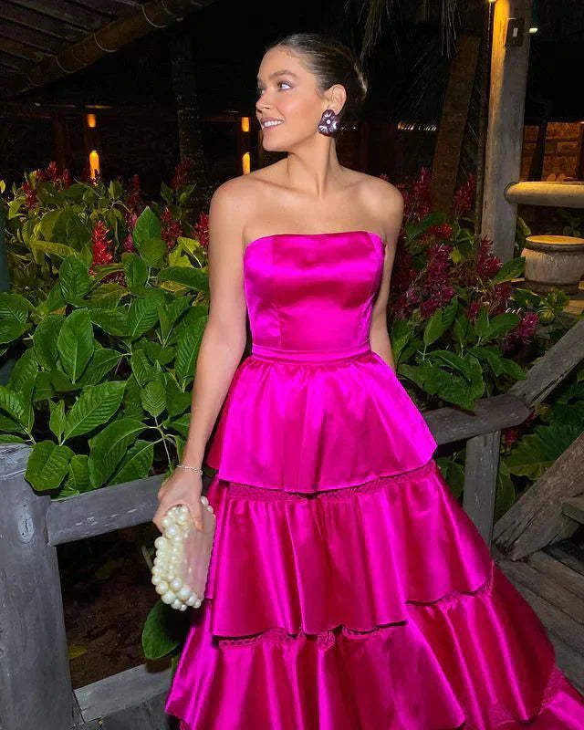 Charming A-line Strapless Sleeveless Lace Up Floor Length Prom Dress