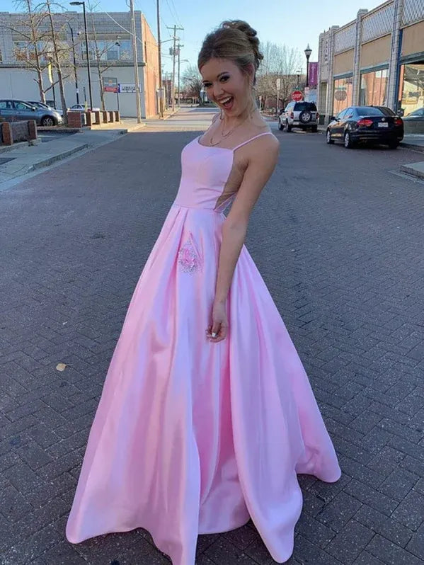 Charming A-line Sweetheart Sleeveless Floral Beaded Pink Floor-length Prom Dress for Women Ready to Ship