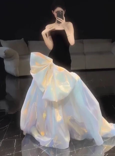 Charming Mermaid Strapless Black Evening Dress Birthday Outfits For Women