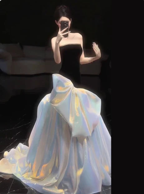 Charming Mermaid Strapless Black Evening Dress Birthday Outfits For Women