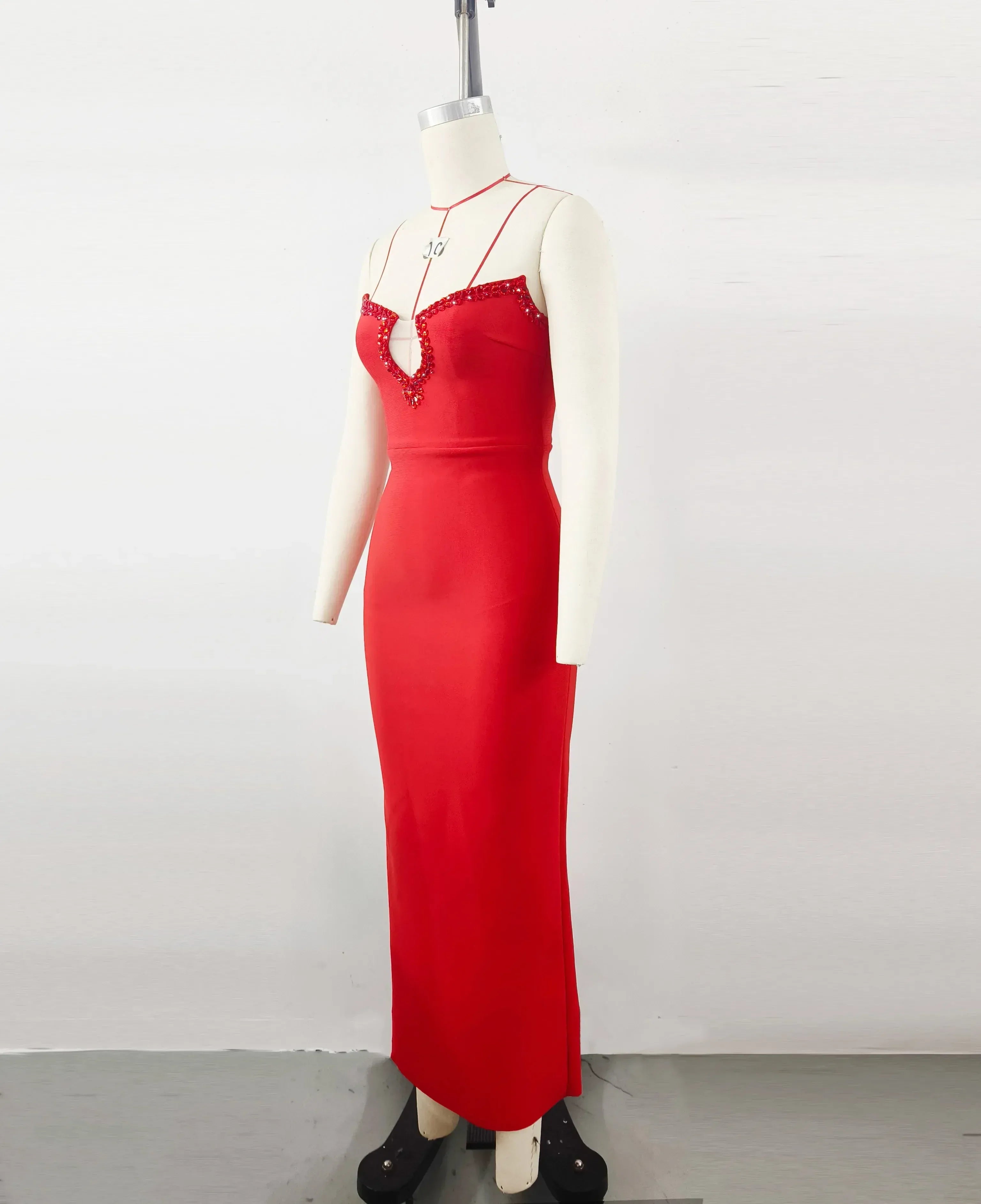 Charming Mermaid Strapless Keyhole Beaded Red Prom Dress With Train