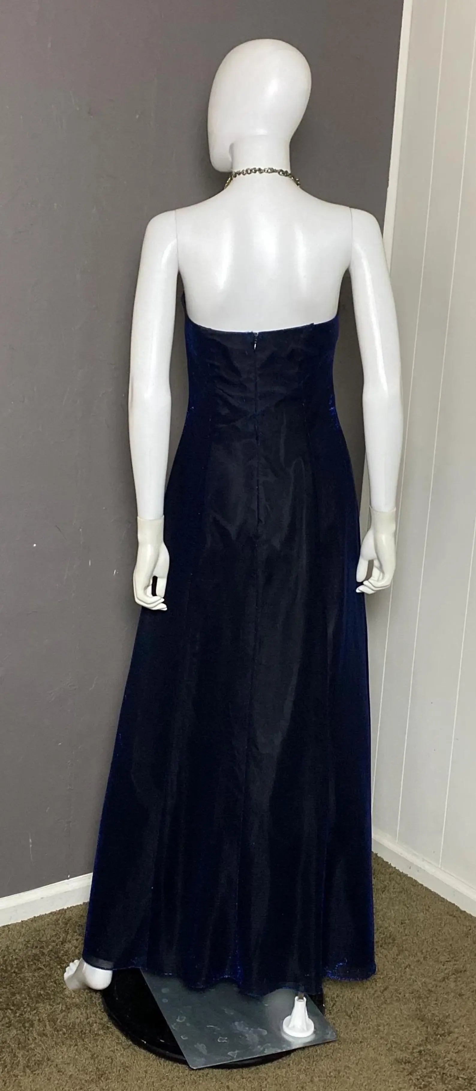 Chic A-Line Strapless Sequins Sparkly Navy Blue Floor-Length Prom Dress For Sale