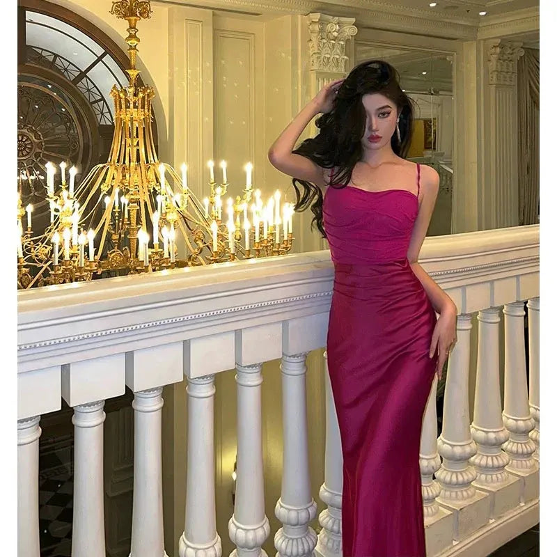 Chic Mermaid Sweetheart-Strap Sleeveless Ruched Fuchsia Midi Prom Dress for Women Custom