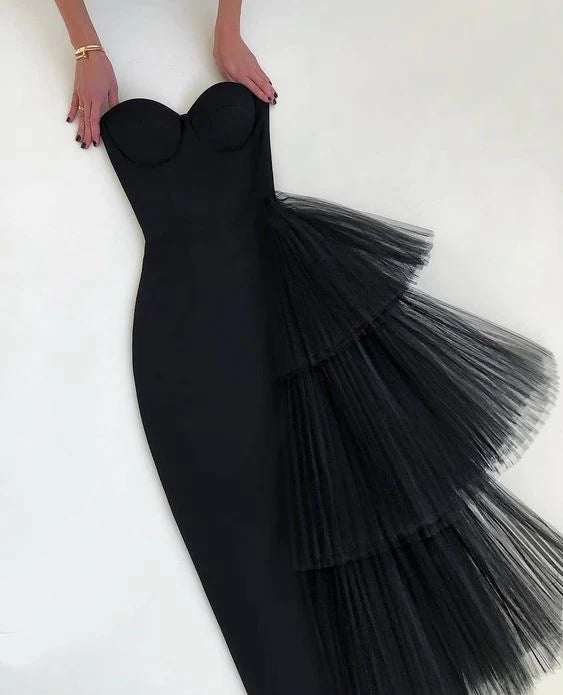 Chic Mermaid Sweetheart Tulle Black Long Prom Dress New Arrival