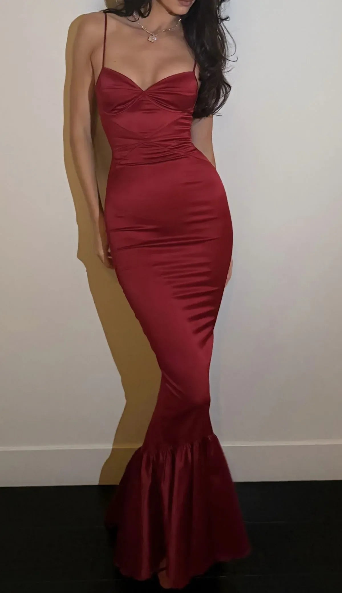 Chic Sweetheart Ruched Burgundy Mermaid Prom Dress Ready To Ship