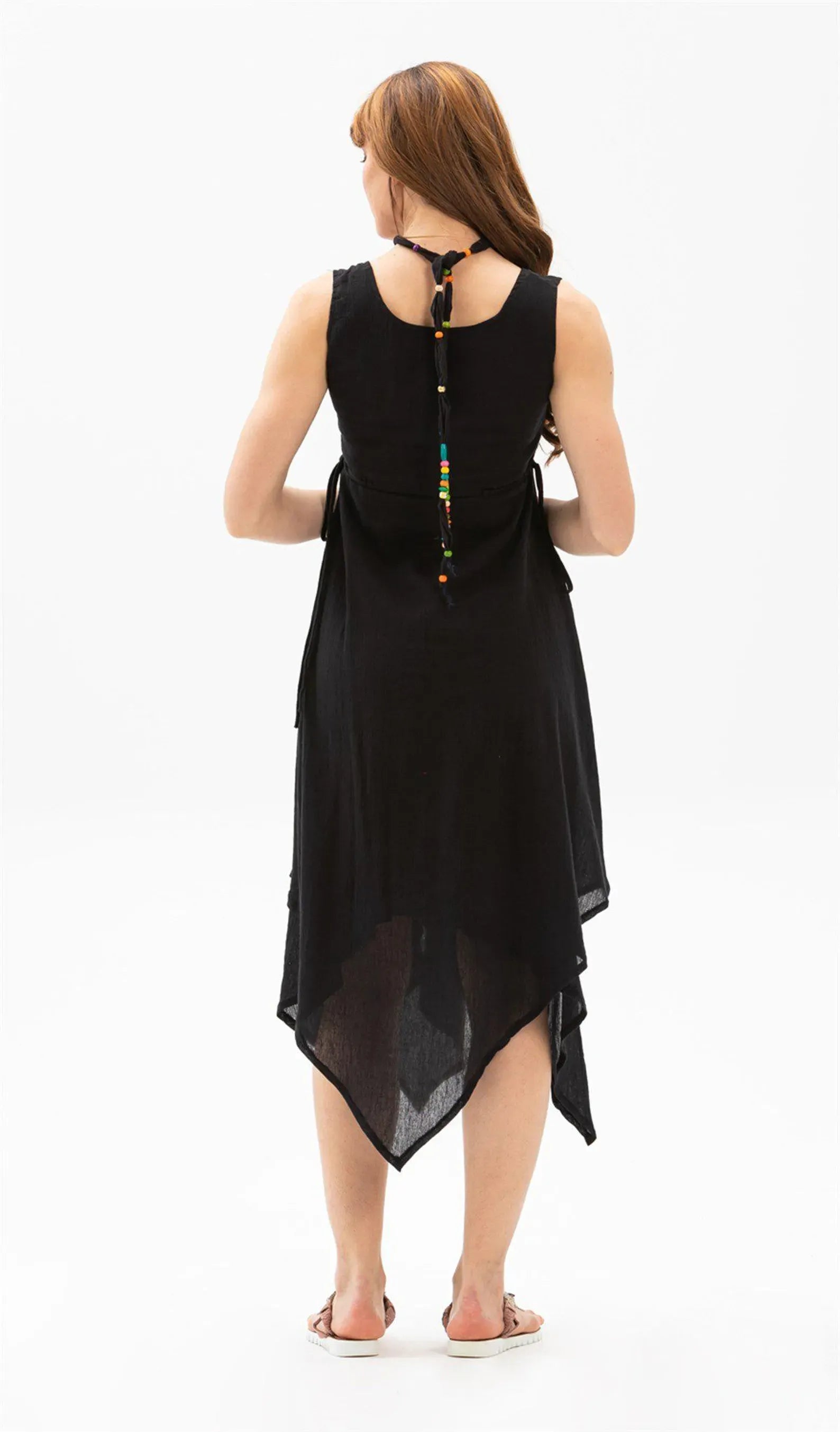 Chic A-Line Square Neck Empire Waist Black Midi Prom Dress With Asymmetrical Hem