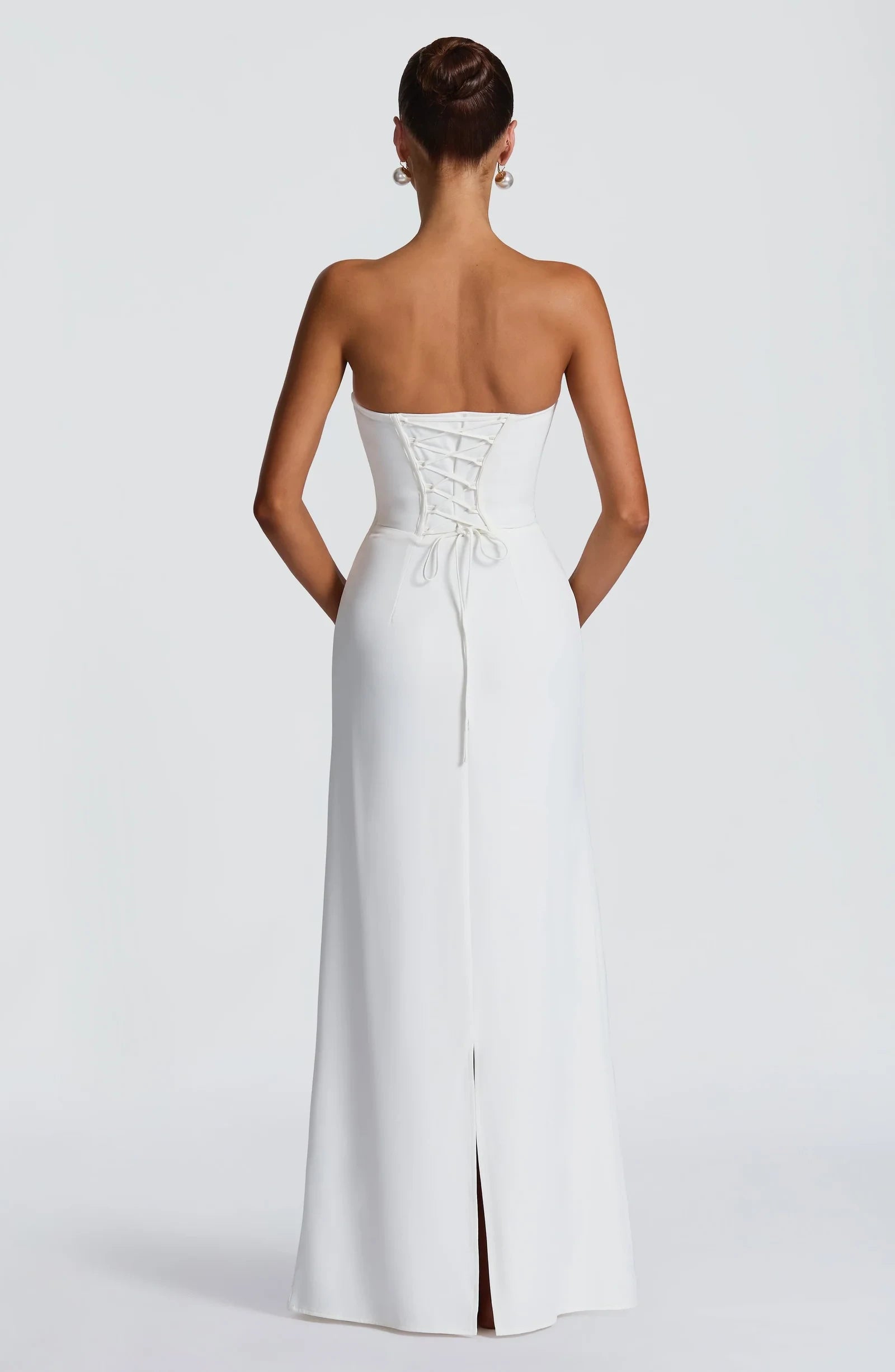Chic Sheath Strapless Corset Detachable Cape Ivory Floor-Length Prom Dress