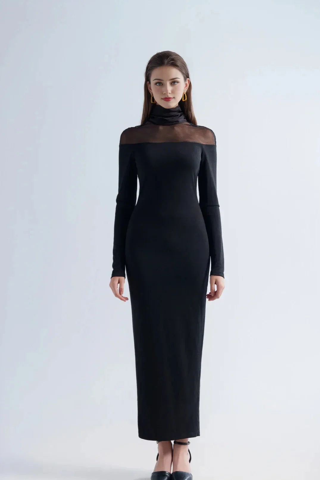 Cocktail Dress Elegant High Neck Sheer Dress Formal Chiffon Women¡¯s Cape Dress Evening Gown Prom Dress