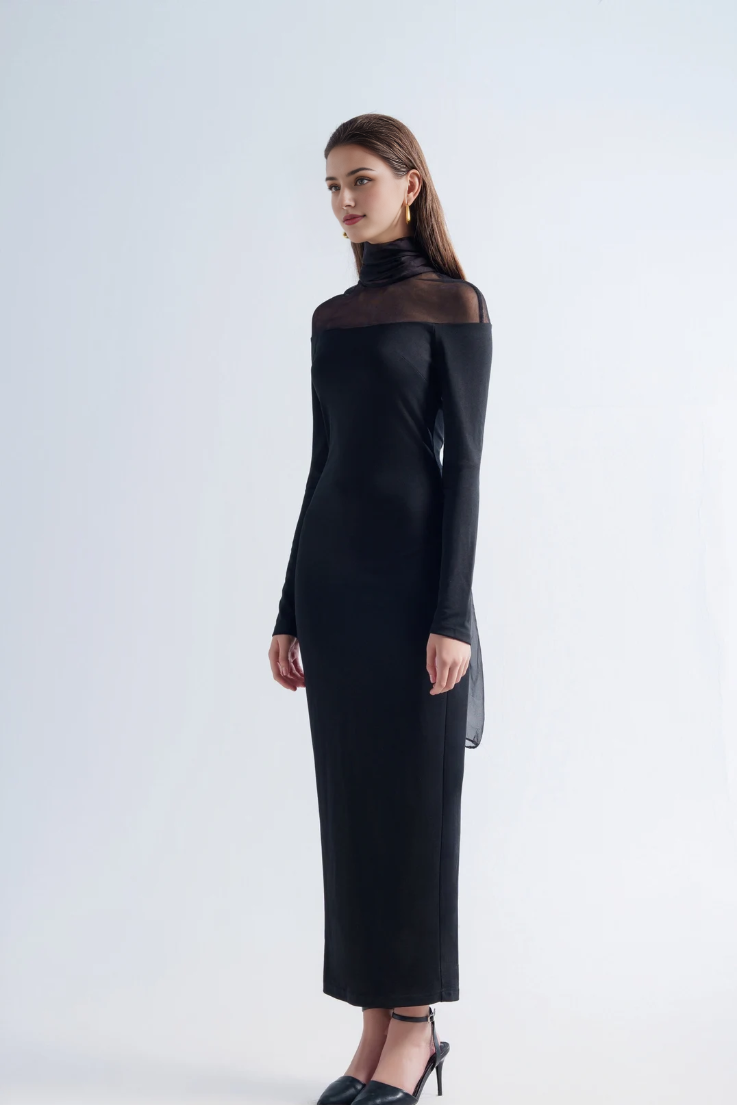 Cocktail Dress Elegant High Neck Sheer Dress Formal Chiffon Women¡¯s Cape Dress Evening Gown Prom Dress