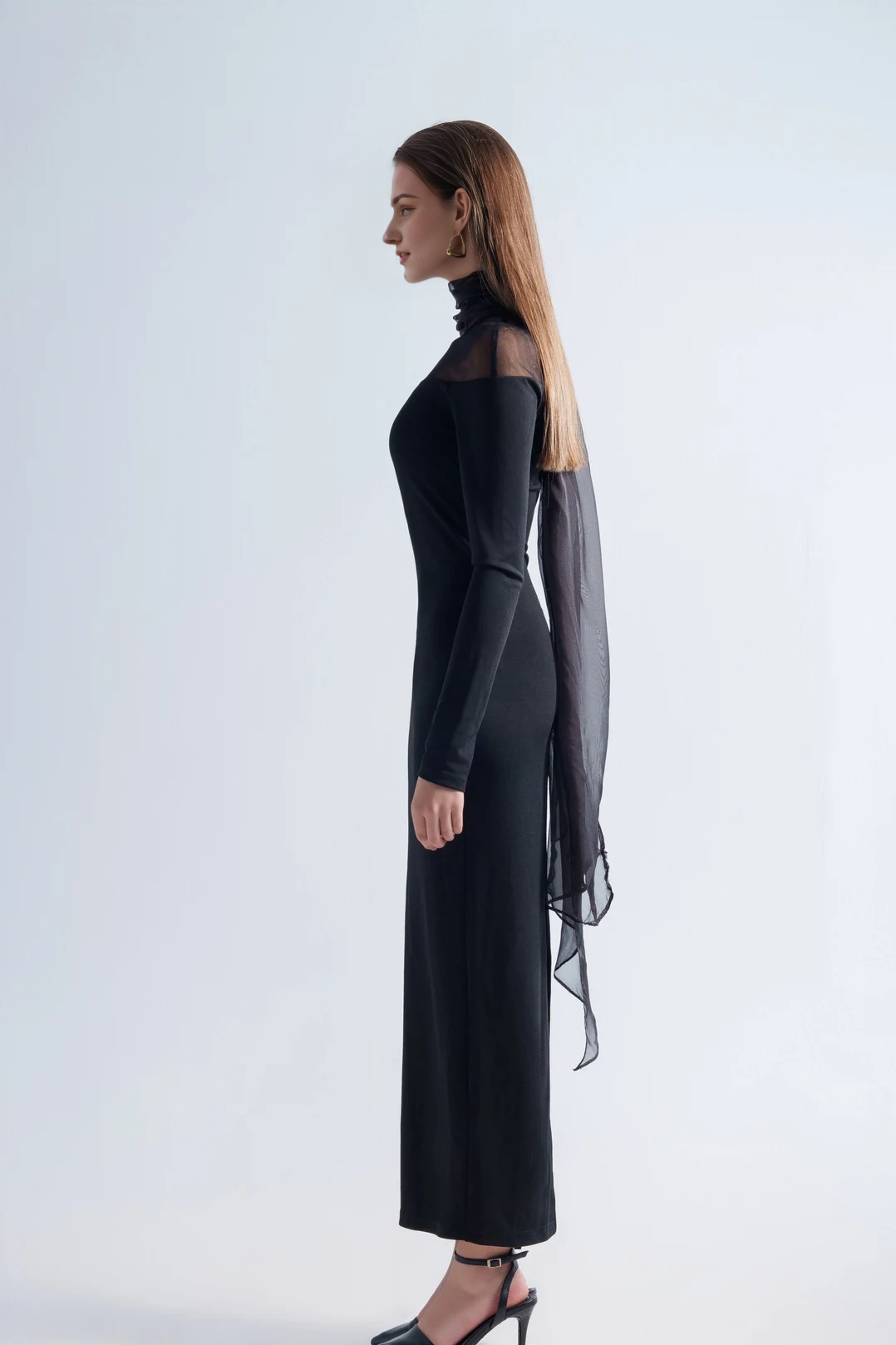 Cocktail Dress Elegant High Neck Sheer Dress Formal Chiffon Women¡¯s Cape Dress Evening Gown Prom Dress