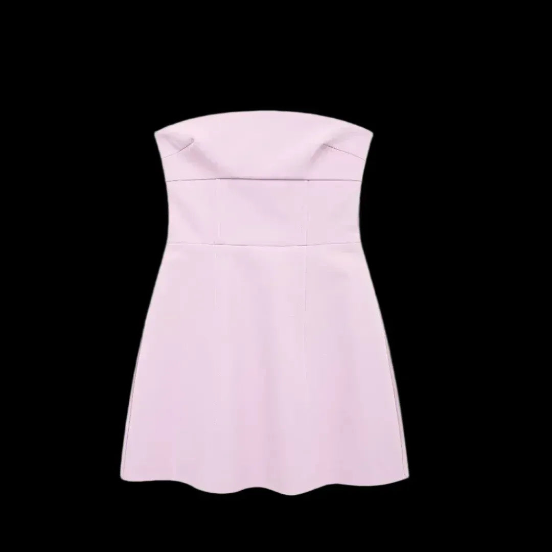 Cute A-Line Strapless High-Waist Lavender Mini Homecoming Dress With Back Bow
