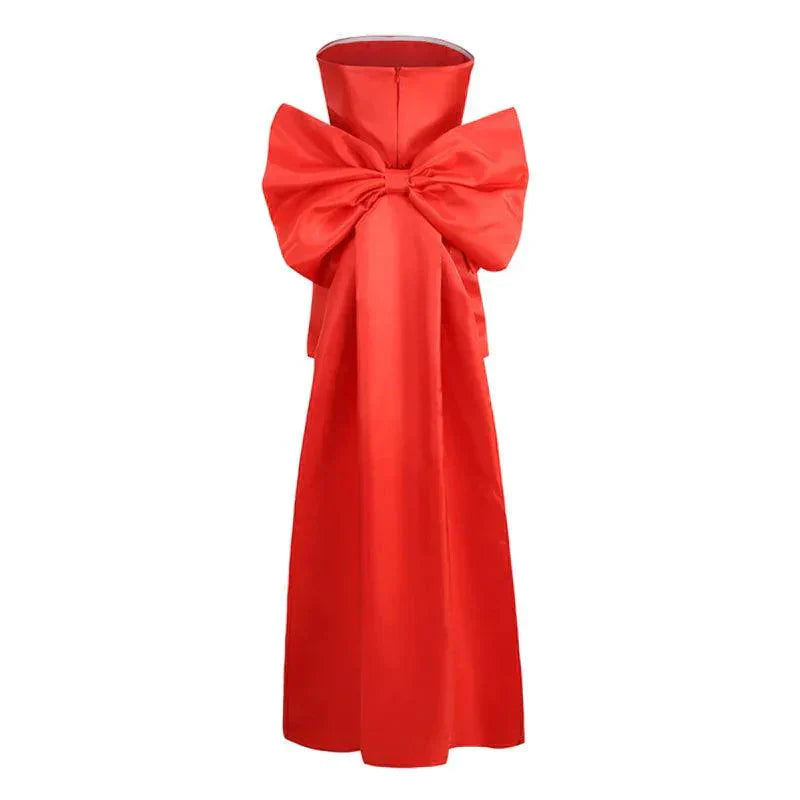 Dazzling Fitted Strapless Ruched Bow-Back Red Mini Homecoming Dress For Ladies