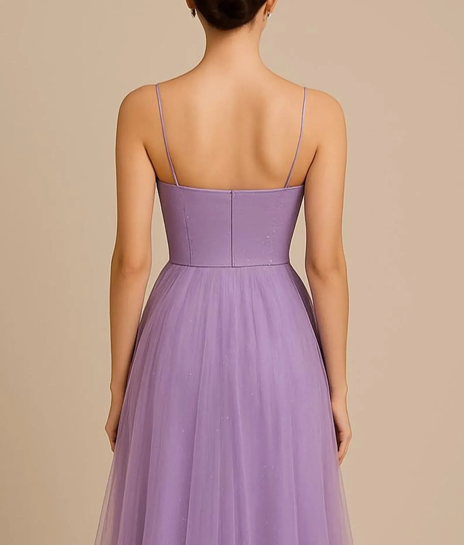 Delicate A-Line Sweetheart Spaghetti-Strap Slit Lavender Floor-Length Prom Dress