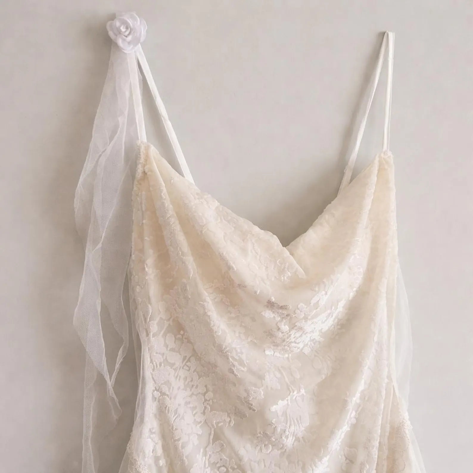 Delicate A-Line Cowl Neck Sheer Ribbon Lace Ivory Mini Homecoming Dress