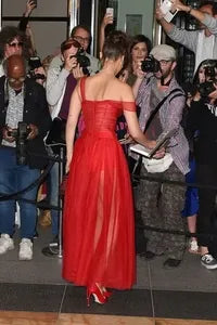 Dramatic A-line Sweetheart-Neck Asymmetric-Sleeve Sheer-Accented Red Maxi Prom Dress for Women hot sale