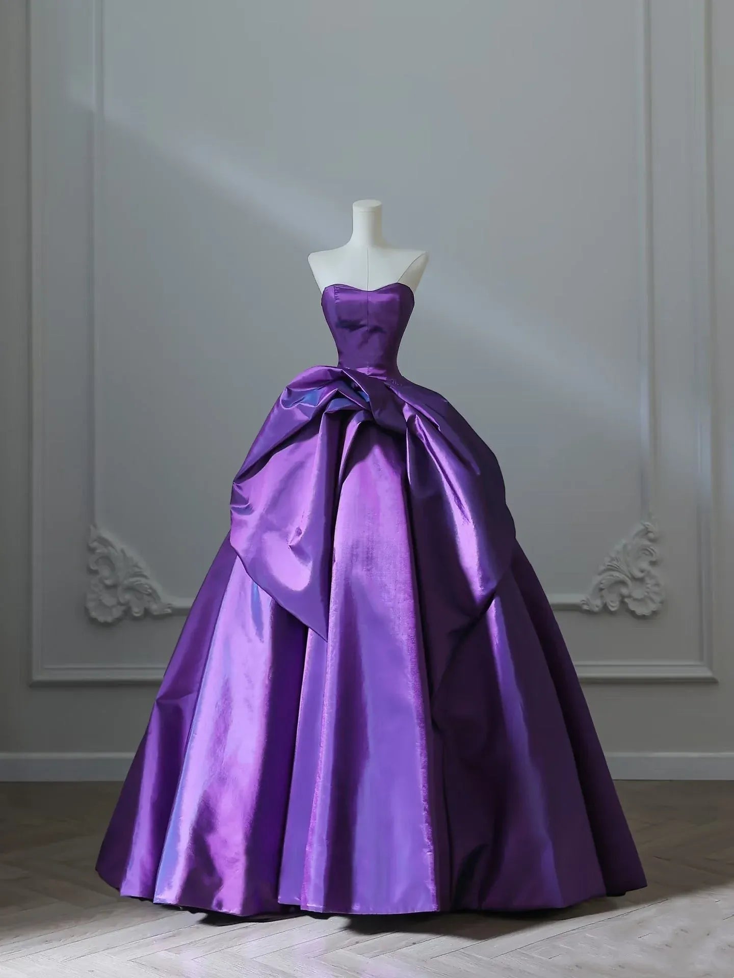 Dramatic Ballgown Strapless Sleeveless Bow-Accented Purple Maxi Prom Dress for Women hot sale