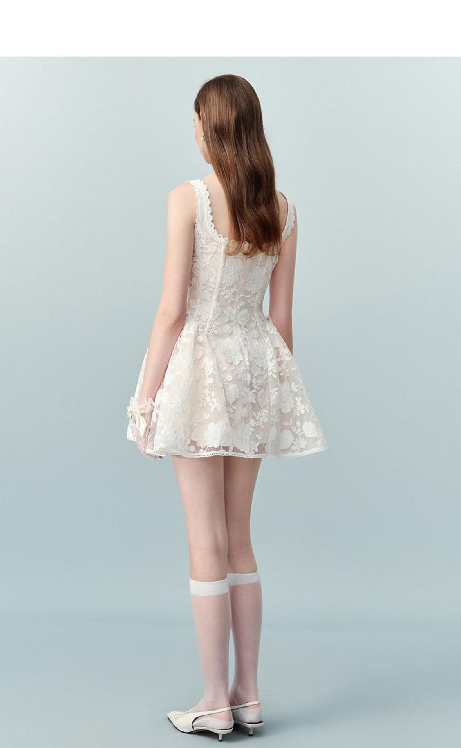 Dreamy A-Line Square Neck Floral Lace Ivory Short Homecoming Dresses Hot Sale