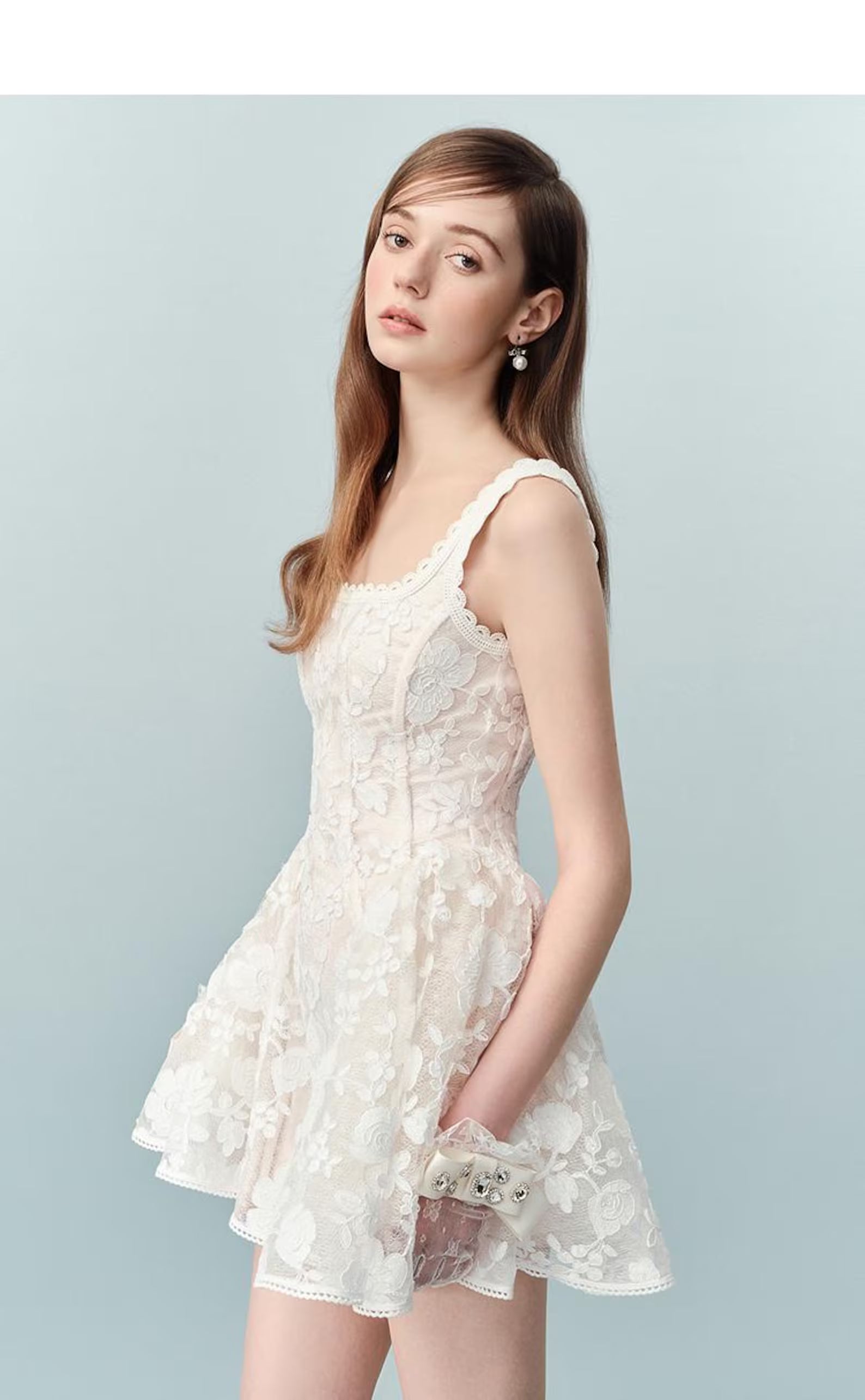 Dreamy A-Line Square Neck Floral Lace Ivory Short Homecoming Dresses Hot Sale
