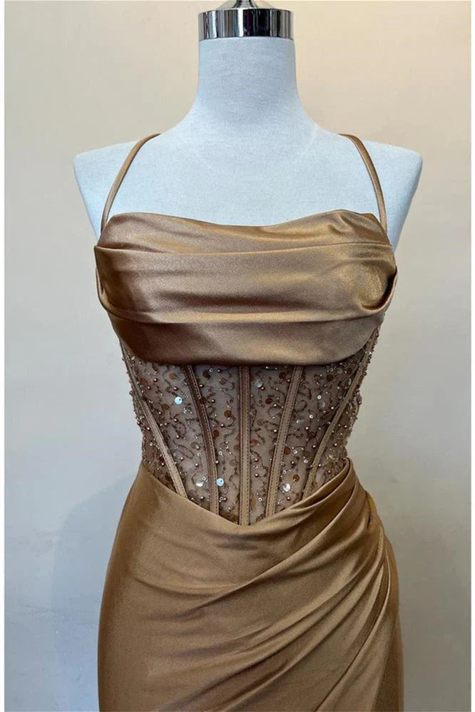 Another full-length shot of the green mermaid prom dress, perfect for formal events.