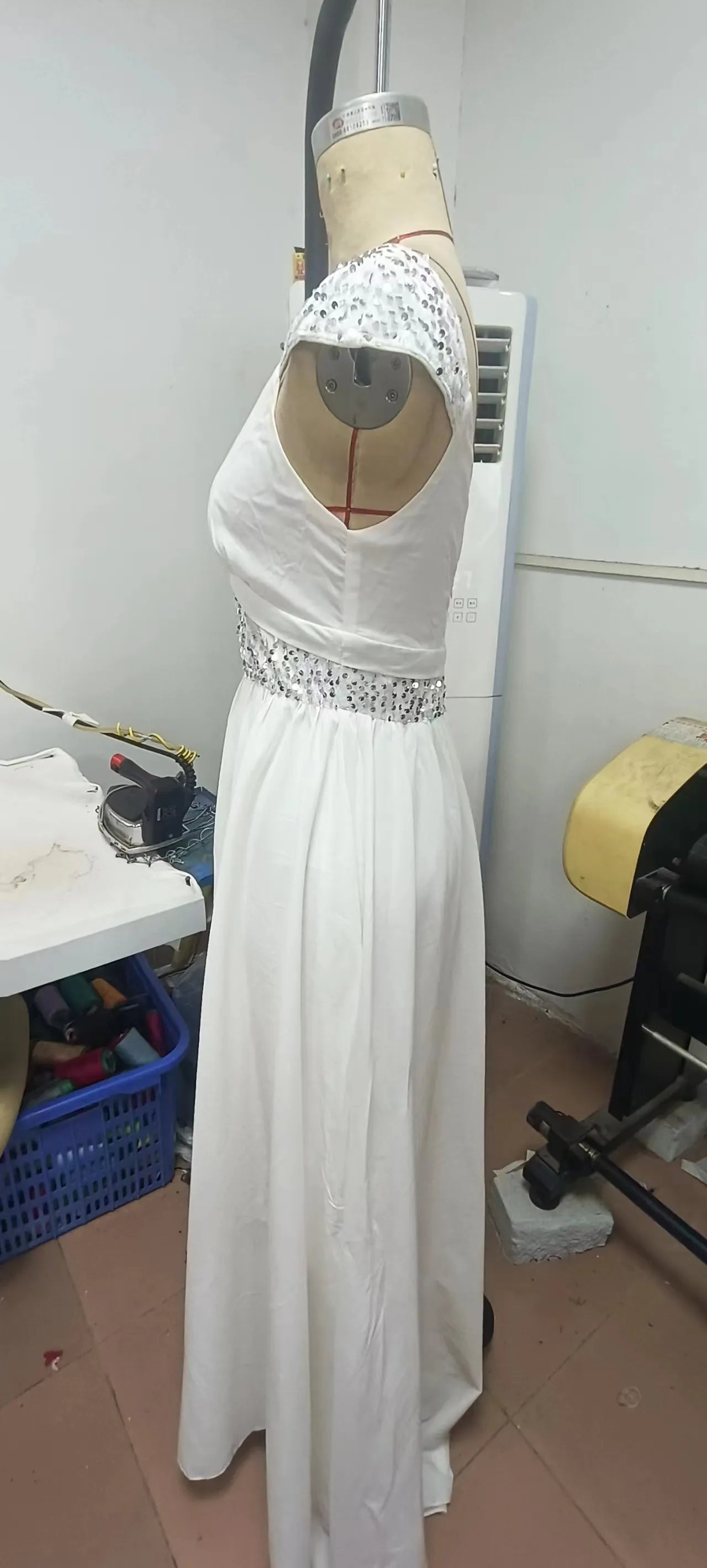 Elegant A-Line Deep V-Neck Cap-Sleeve Sequin White Long Prom Dress for Women Ready to Ship
