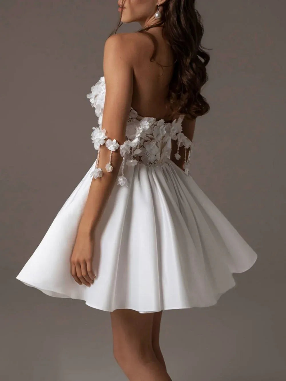 Pretty A-Line Off-Shoulder 3D Floral White Short Homecoming Dress With Fringes