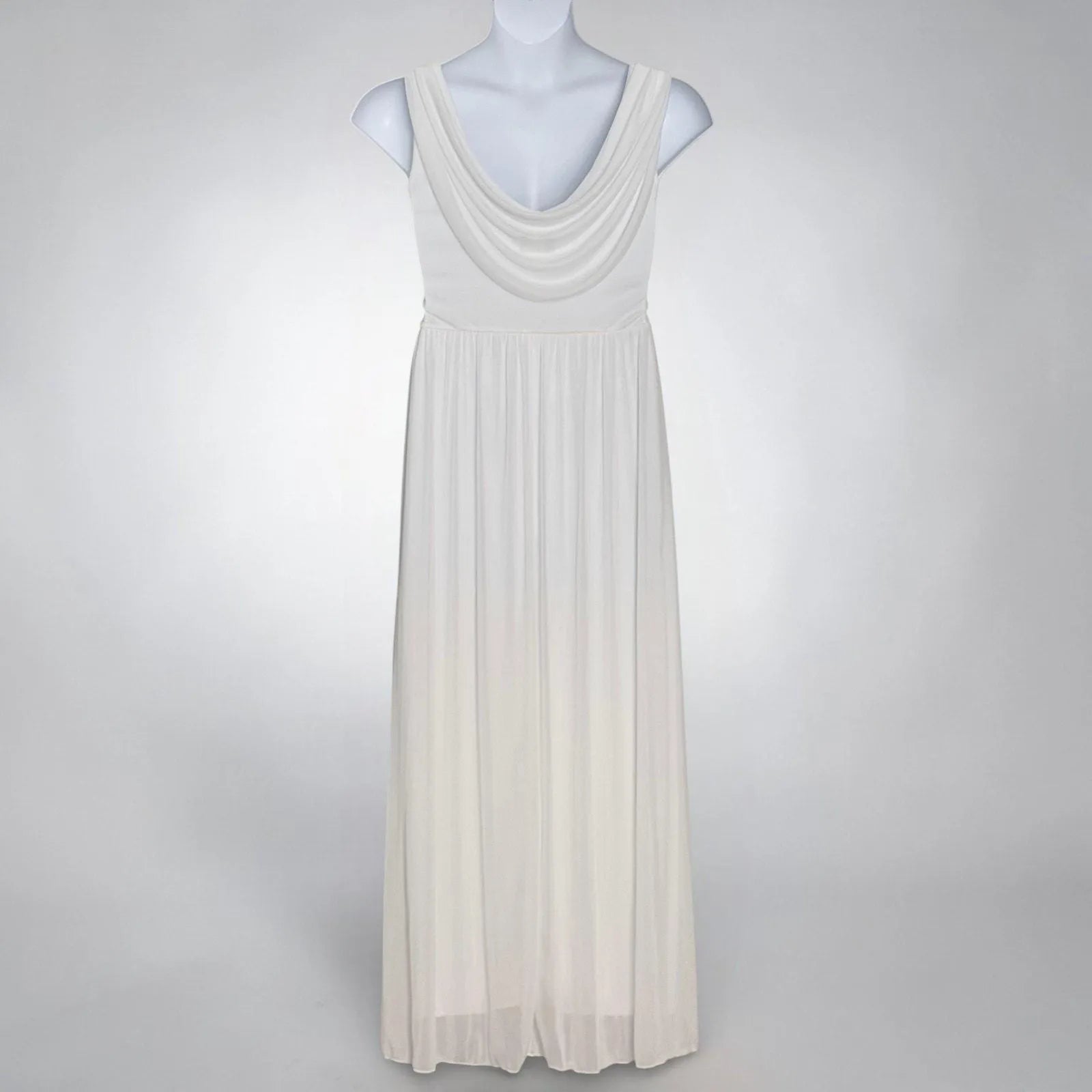 Elegant A-Line Round Neck Beaded Chiffon White Floor-Length Formal Prom Dress