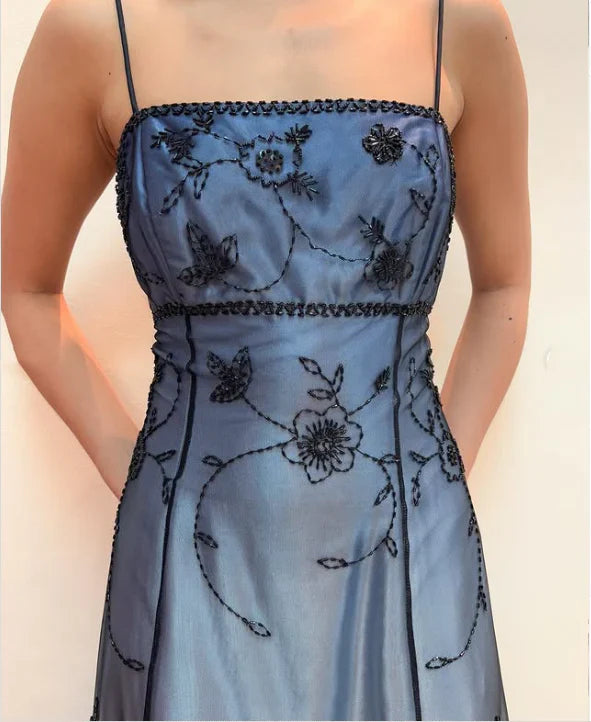 Elegant A-Line Spaghetti Straps Sleeveless Lace Up Floor-Length Prom Dress