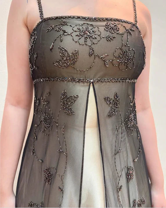 Elegant A-Line Spaghetti Straps Sleeveless Zipper Up Floor-Length Prom Dress