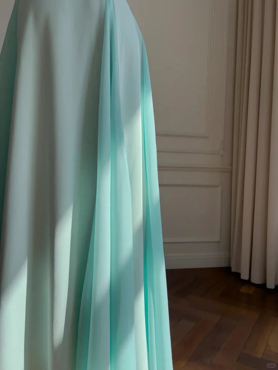 Elegant A-Line Square-Neck Sleeveless Chiffon Mint Green Maxi Evening Dress for Women